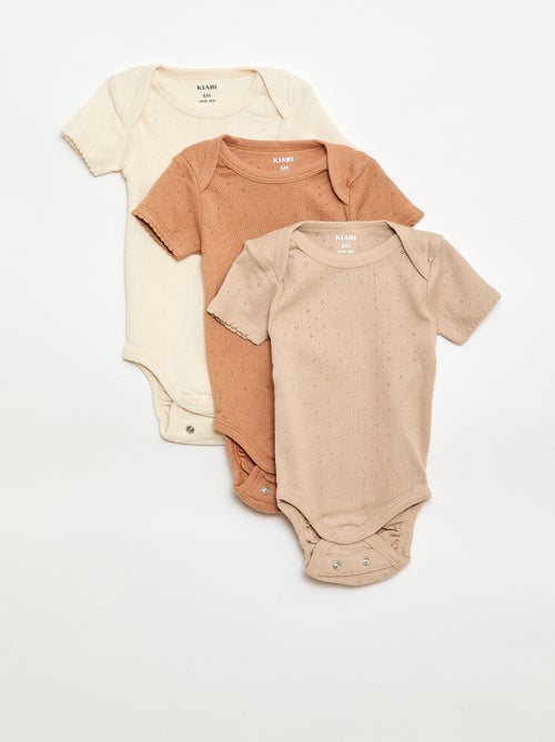 Bodies évolutif en maille unie - Lot de 3 - Kiabi
