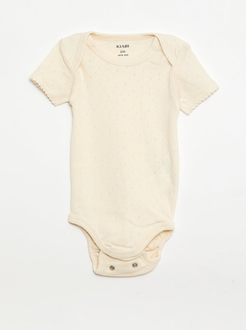 Bodies évolutif en maille unie - Lot de 3 Beige - Kiabi