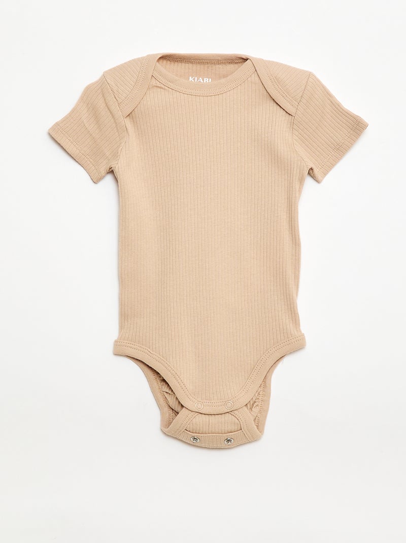 Bodies évolutif en maille unie - Lot de 3 Beige - Kiabi