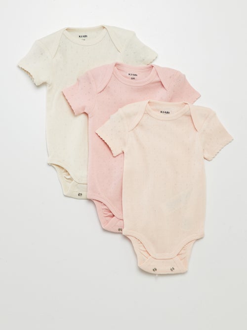 Bodies évolutif en maille unie - Lot de 3 - Kiabi