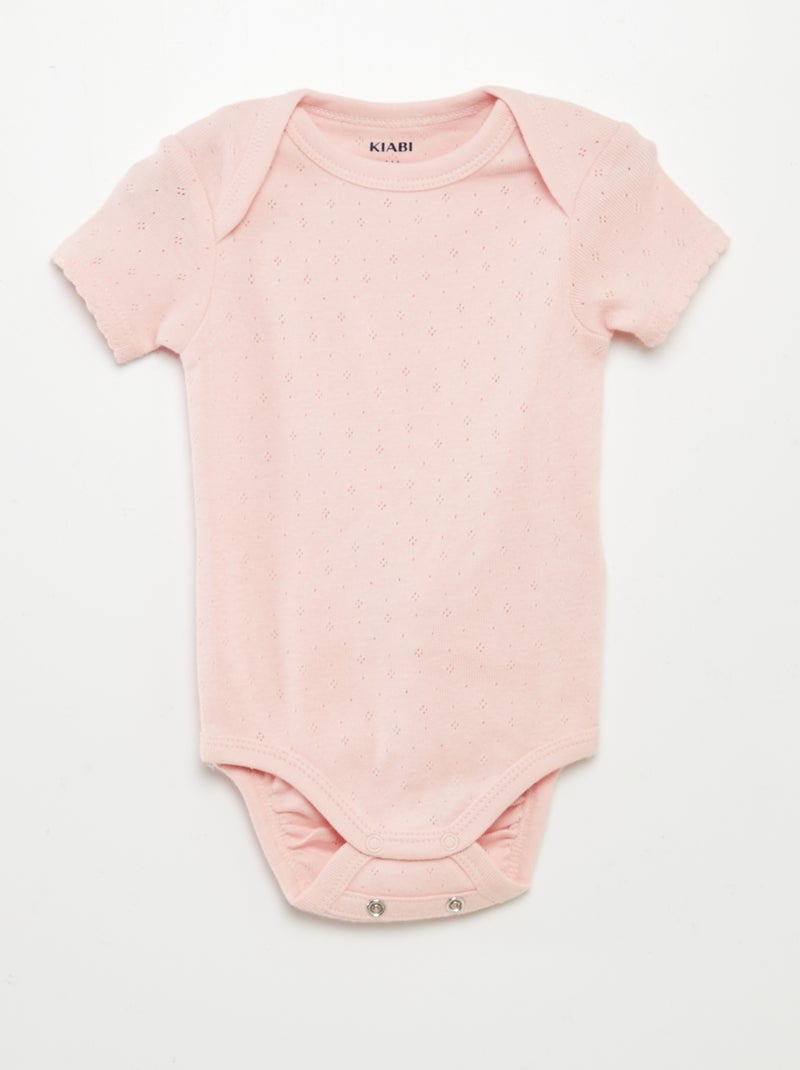 Bodies évolutif en maille unie - Lot de 3 Rose - Kiabi