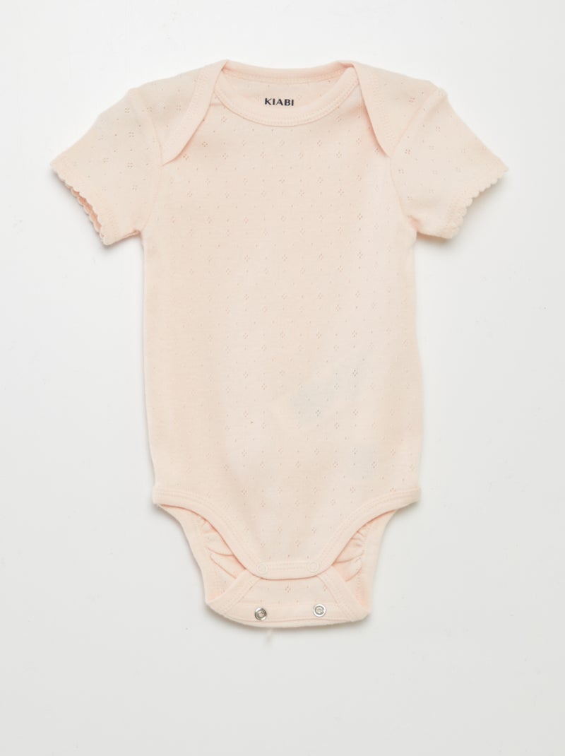 Bodies évolutif en maille unie - Lot de 3 Rose - Kiabi