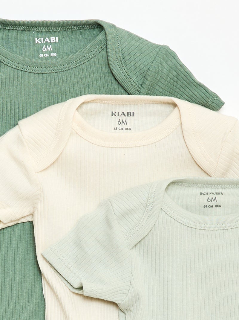 Bodies évolutif en maille unie - Lot de 3 Vert - Kiabi
