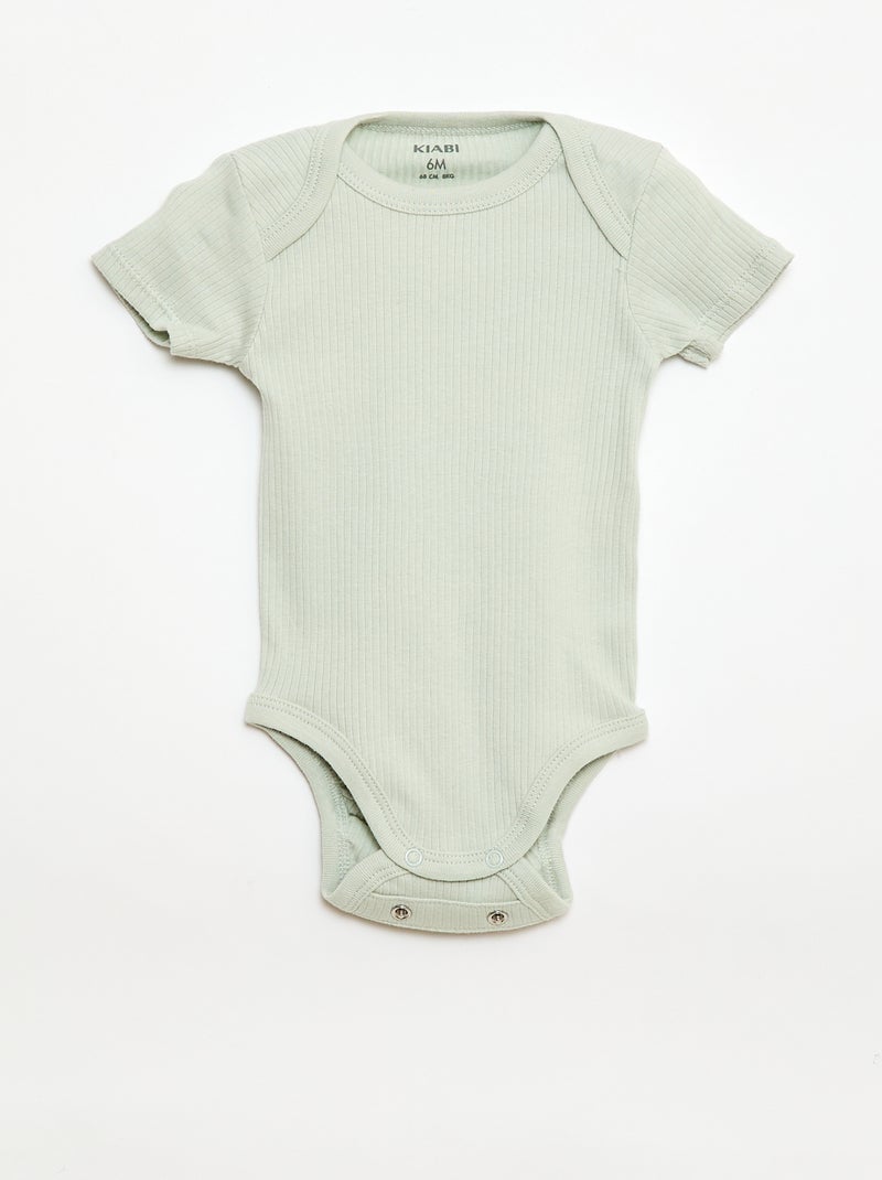 Bodies évolutif en maille unie - Lot de 3 Vert - Kiabi