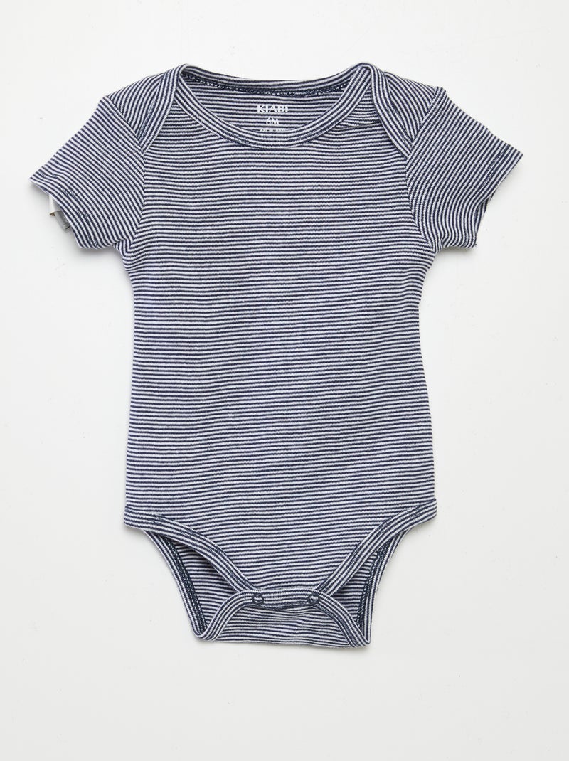 Bodies imprimés en coton - lot de 3 Blanc/marine - Kiabi