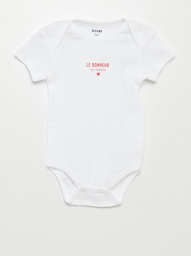 Bodies imprimés en coton - lot de 3 Blanc/marine - Kiabi