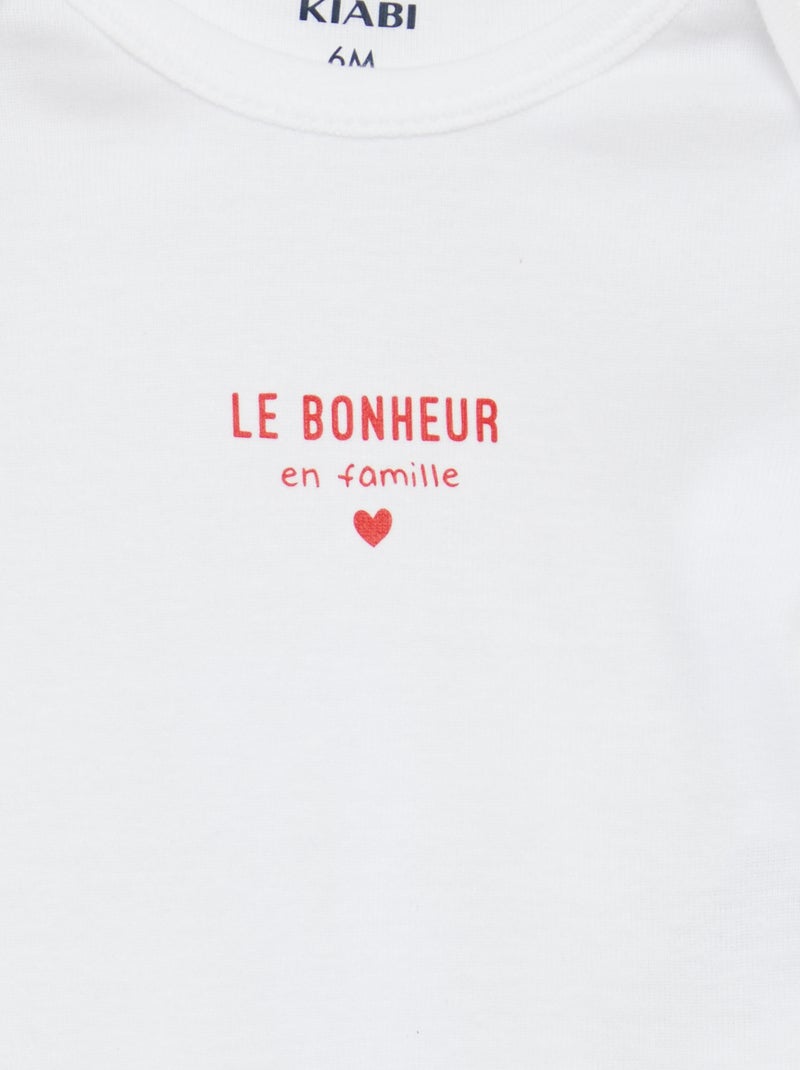 Bodies imprimés en coton - lot de 3 Blanc/marine - Kiabi