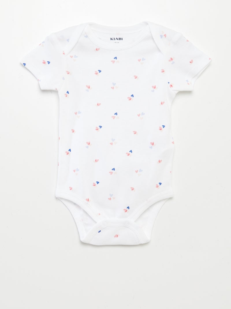 Bodies imprimés en coton - lot de 3 Blanc/rose - Kiabi