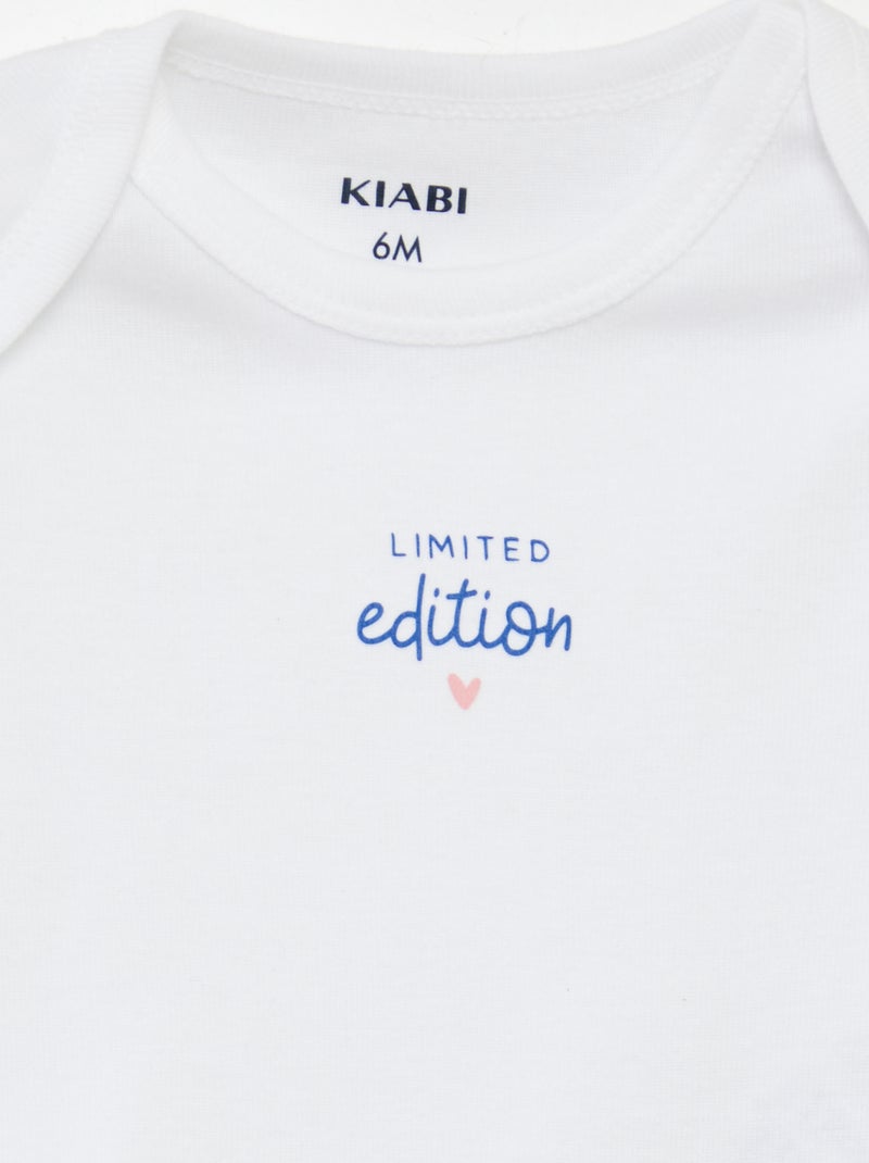 Bodies imprimés en coton - lot de 3 Blanc/rose - Kiabi
