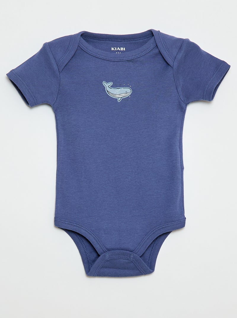 Bodies imprimés en coton - lot de 3 Bleu - Kiabi