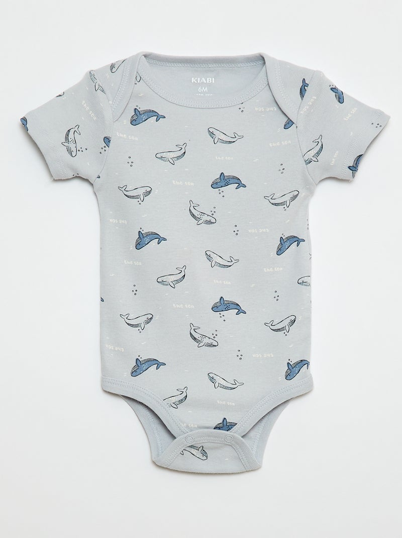 Bodies imprimés en coton - lot de 3 Bleu - Kiabi