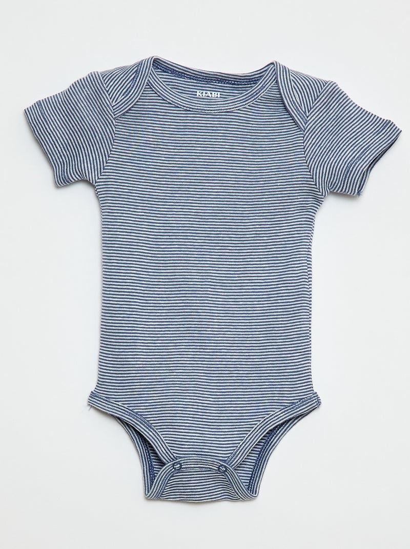 Bodies imprimés en coton - lot de 3 Bleu - Kiabi