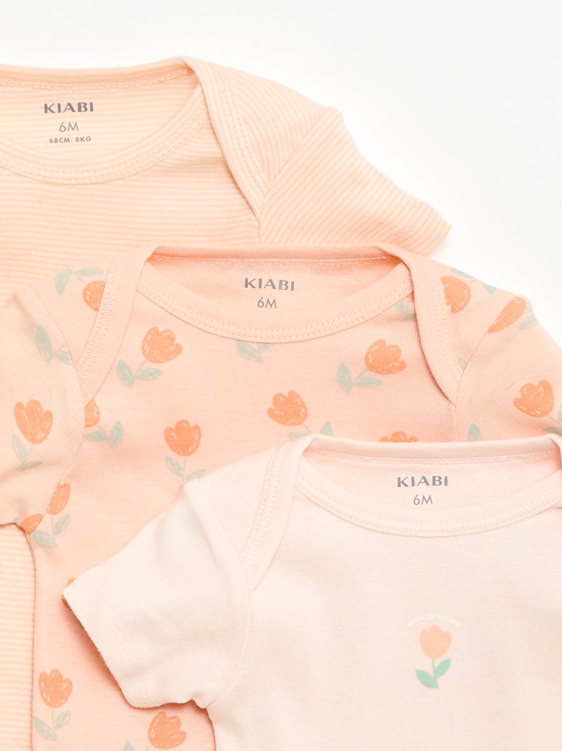 Bodies imprimés en coton - lot de 3 Orange - Kiabi