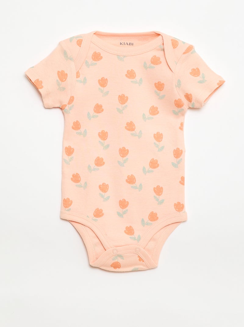 Bodies imprimés en coton - lot de 3 Orange - Kiabi