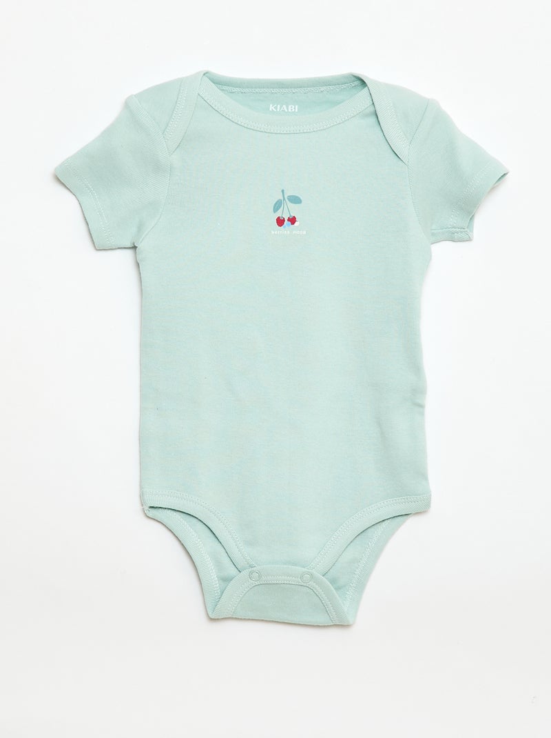 Bodies imprimés en coton - lot de 3 Vert - Kiabi