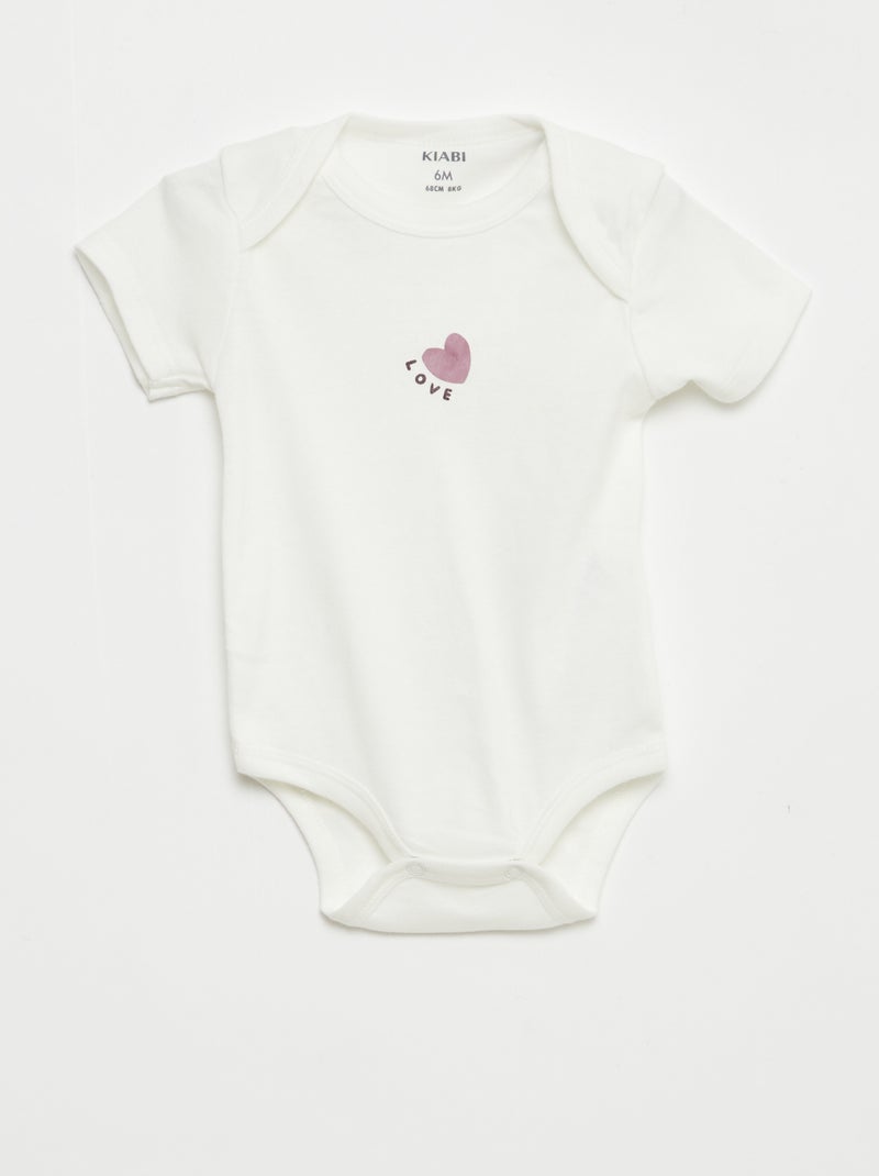 Bodies imprimés en coton - lot de 3 Violet - Kiabi