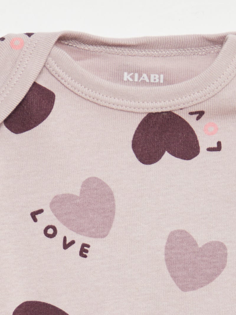 Bodies imprimés en coton - lot de 3 Violet - Kiabi