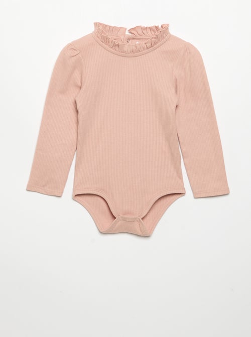 Body a costine con collo fantasia - Kiabi Body a costine con collo fantasia - Kiabi