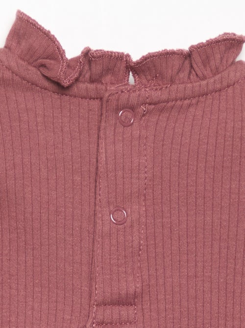 Body a costine con collo fantasia - Kiabi