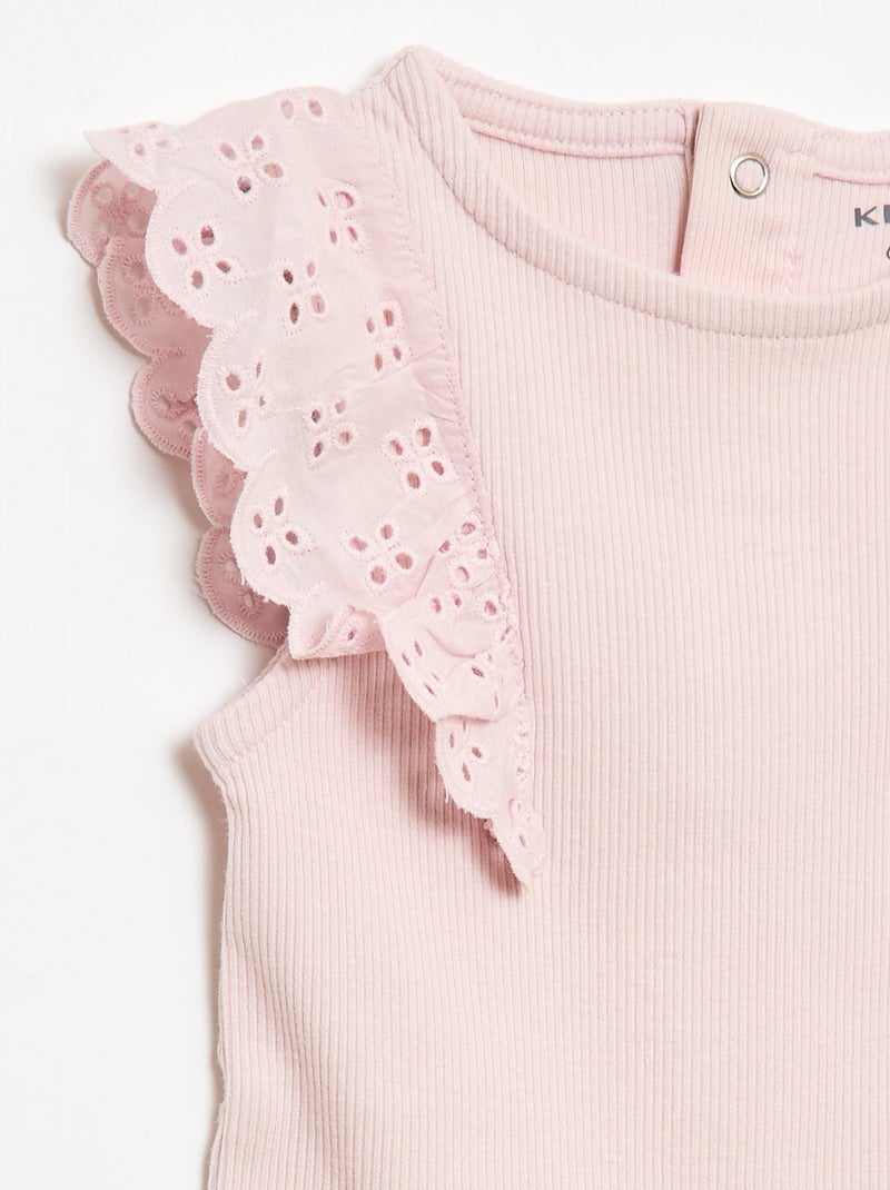 Body à manches courtes volantées Rose - Kiabi