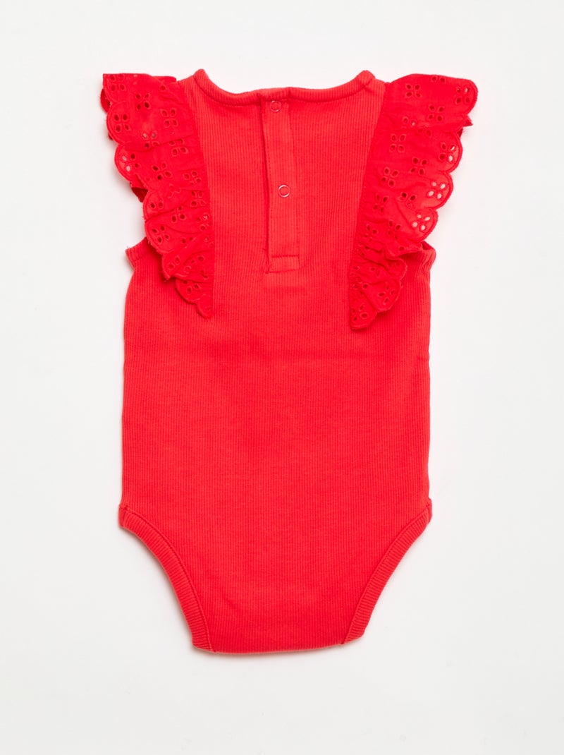 Body à manches courtes volantées Rouge - Kiabi