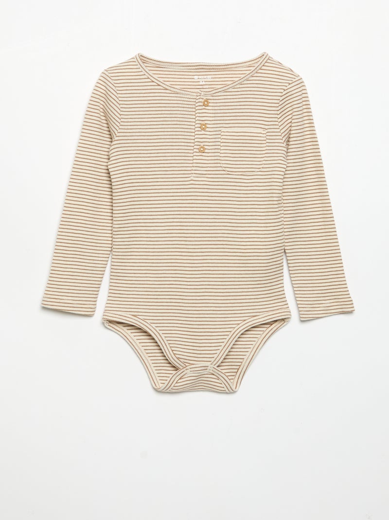Body a maniche lunghe e collo abbottonato Marrone - Kiabi
