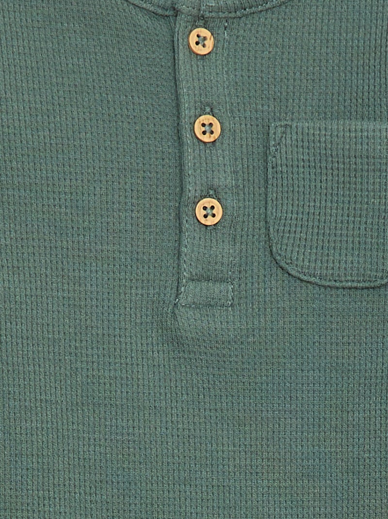 Body a maniche lunghe in maglia goffrata Verde - Kiabi