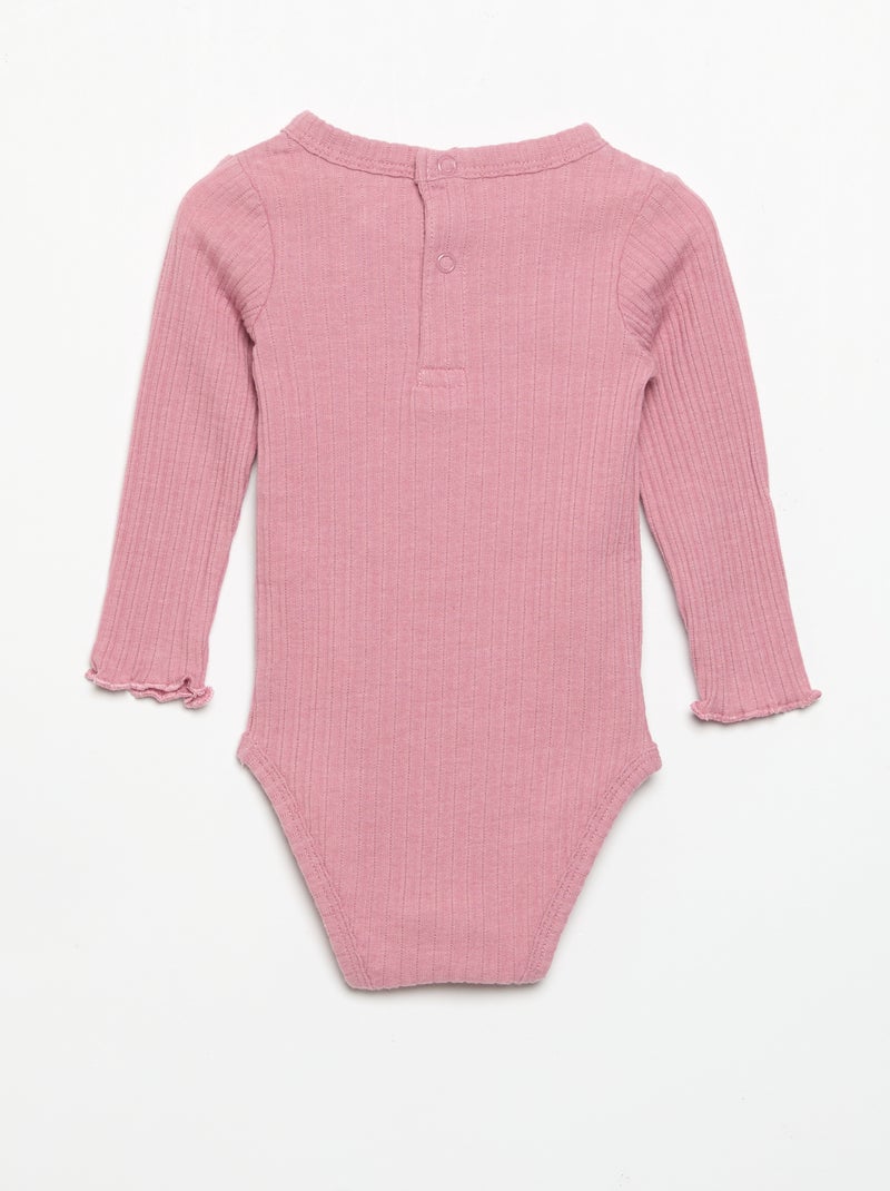 Body aus Rippstrick mit Lochstickerei Rose - Kiabi