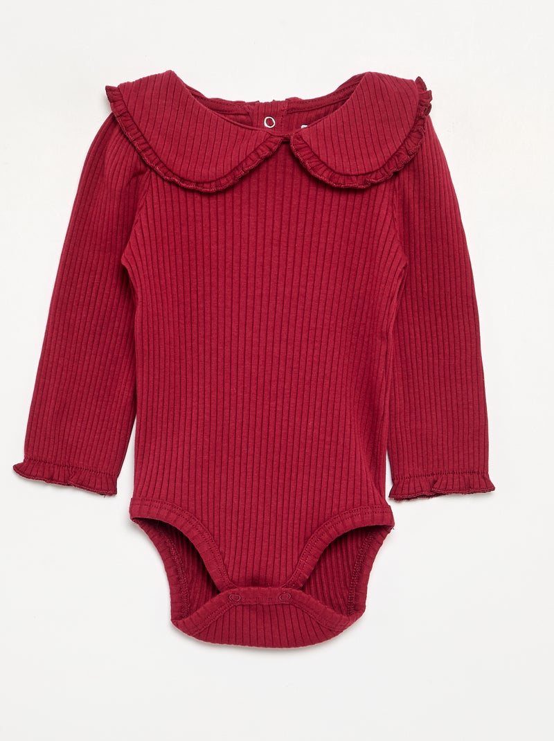 Body aus Rippstrick mit Peter-Pan-Kragen Rouge - Kiabi