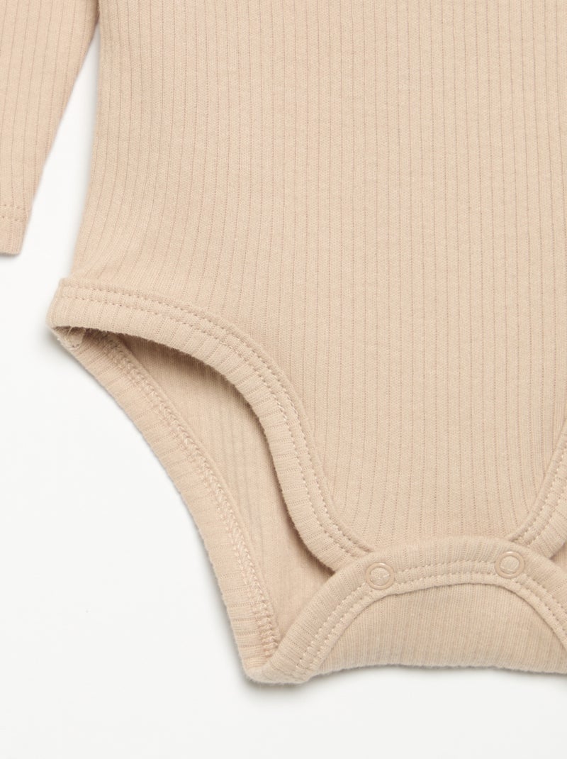 Body aus Rippstrick mit Zierkragen Beige - Kiabi