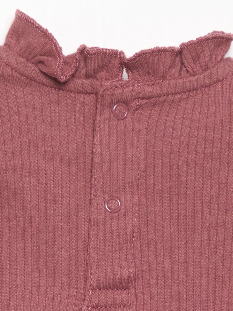Body aus Rippstrick mit Zierkragen Rose - Kiabi