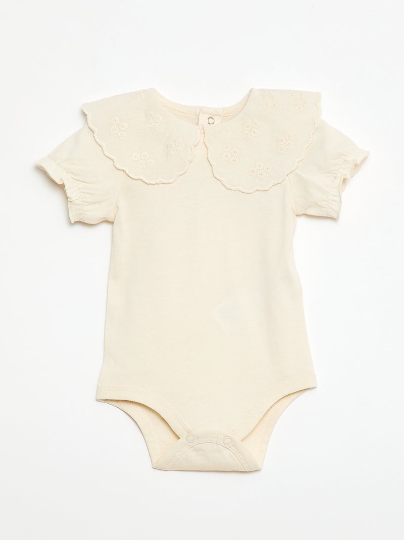 Body avec col claudine Blanc - Kiabi