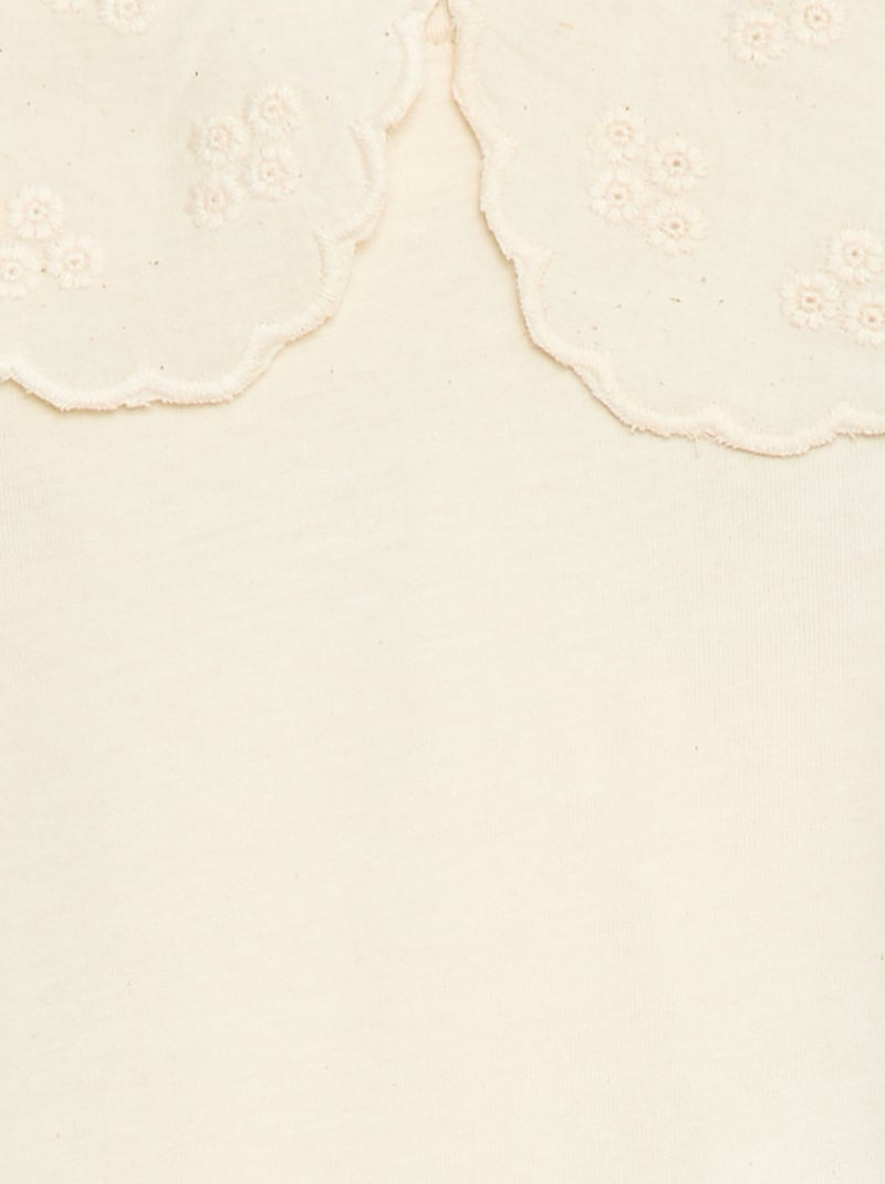 Body avec col claudine Blanc - Kiabi