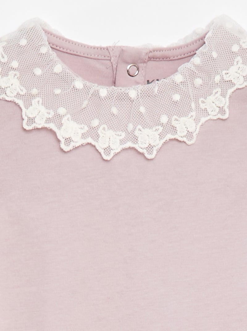 Body avec collerette en dentelle Violet - Kiabi