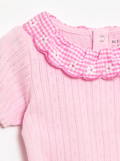 Body avec collerette motif vichy - Kiabi