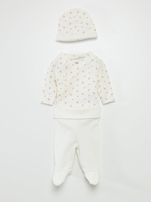 Body + bottoms with feet + beanie set - Kiabi