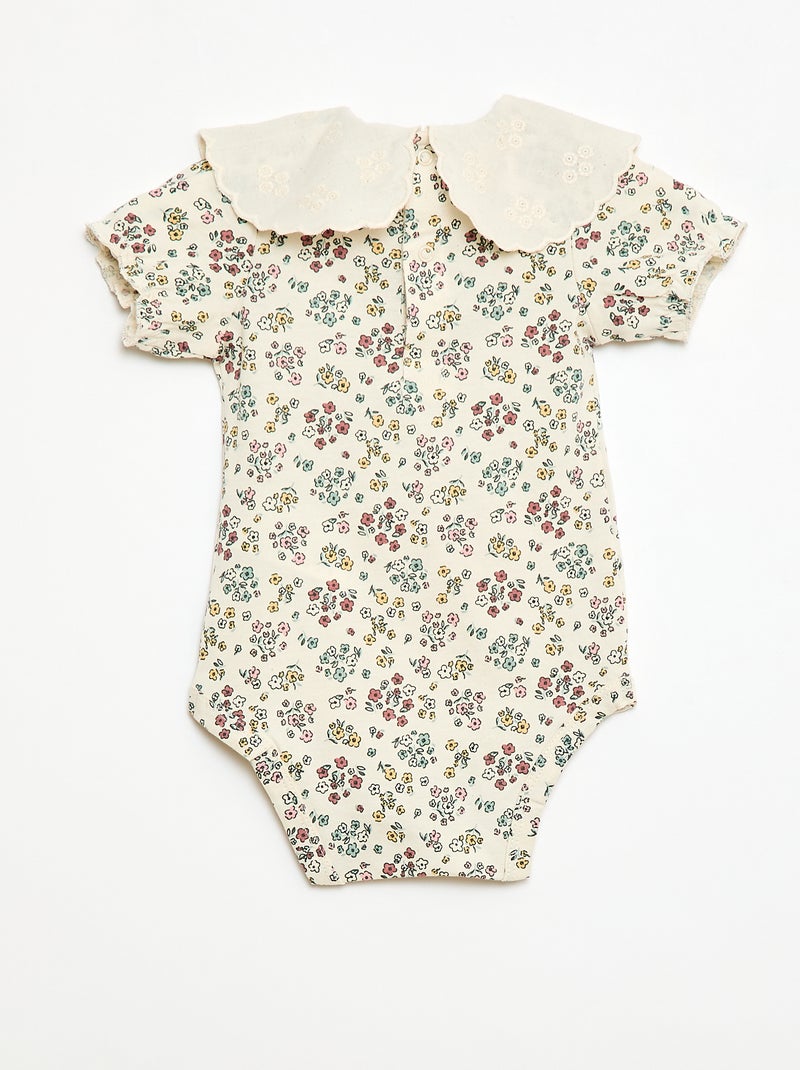 Body con colletto alla Claudine a fantasia floreale Bianco - Kiabi
