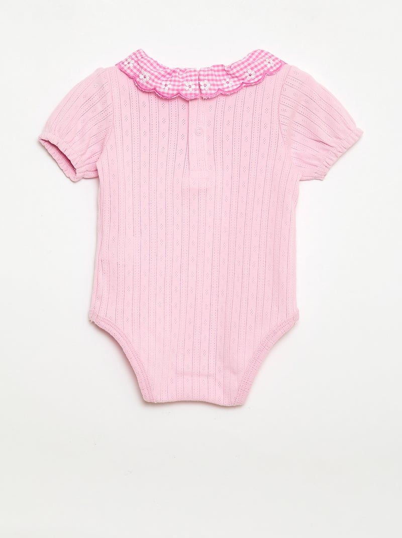 Body con colletto fantasia vichy Rosa - Kiabi