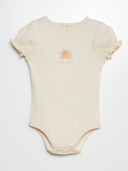 Body côtelé à motif floral - Kiabi