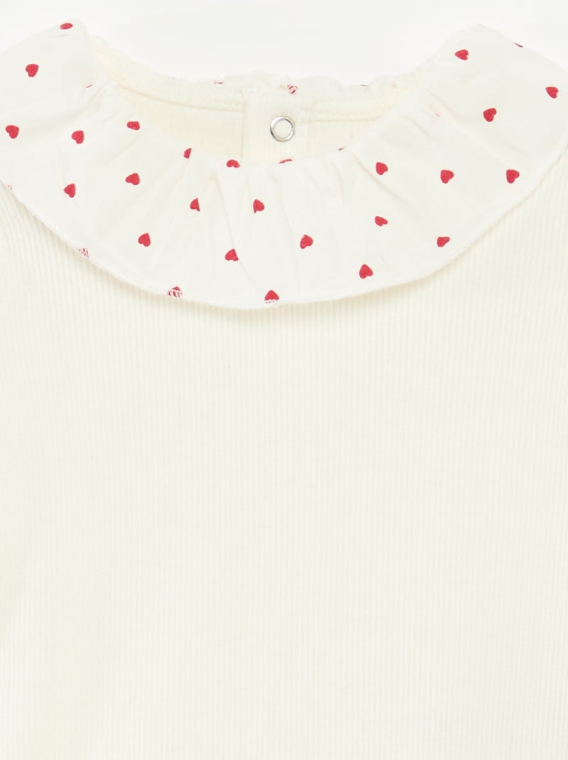 Body côtelé avec collerette Blanc - Kiabi