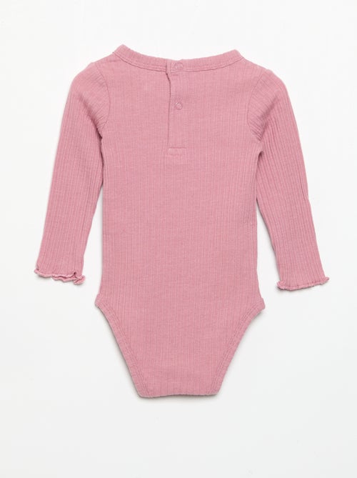 Body en maille côtelée avec broderie anglaise - Kiabi