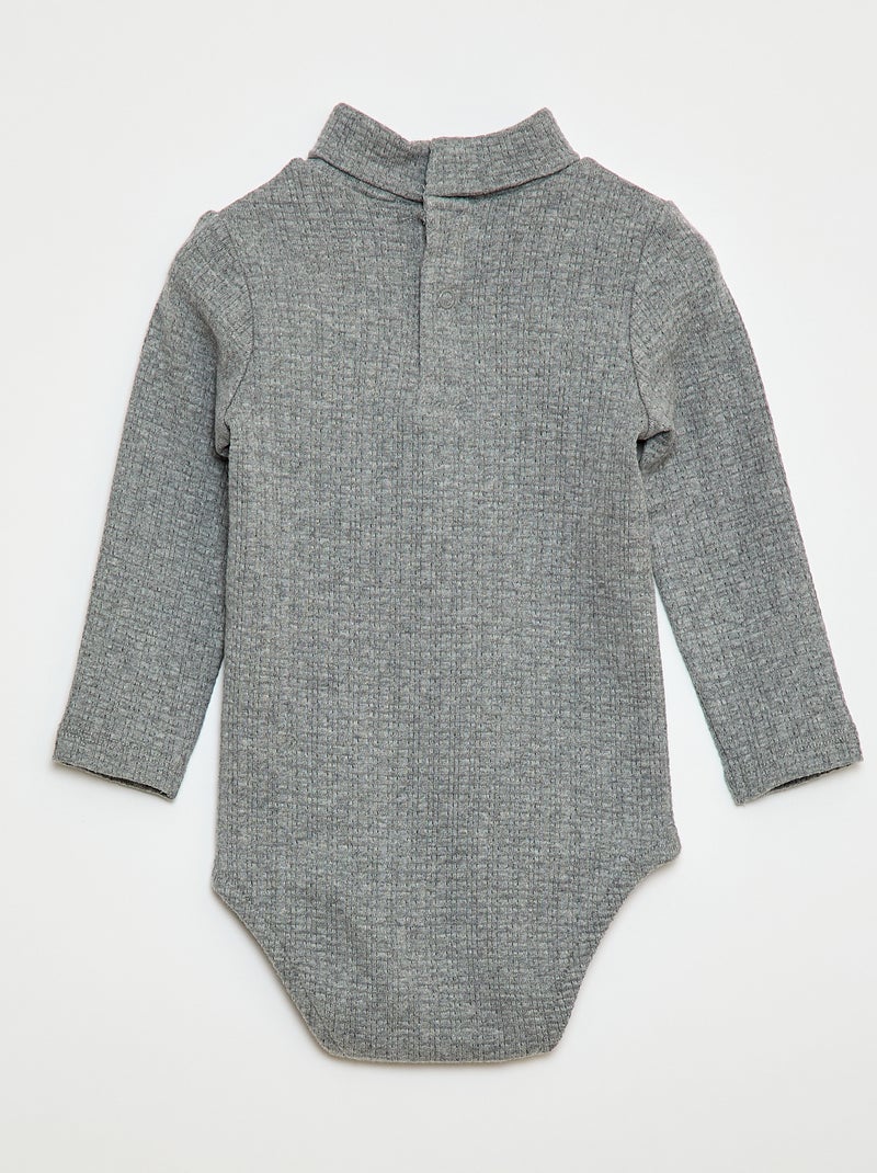 Body en maille pointelle avec col montant Gris - Kiabi