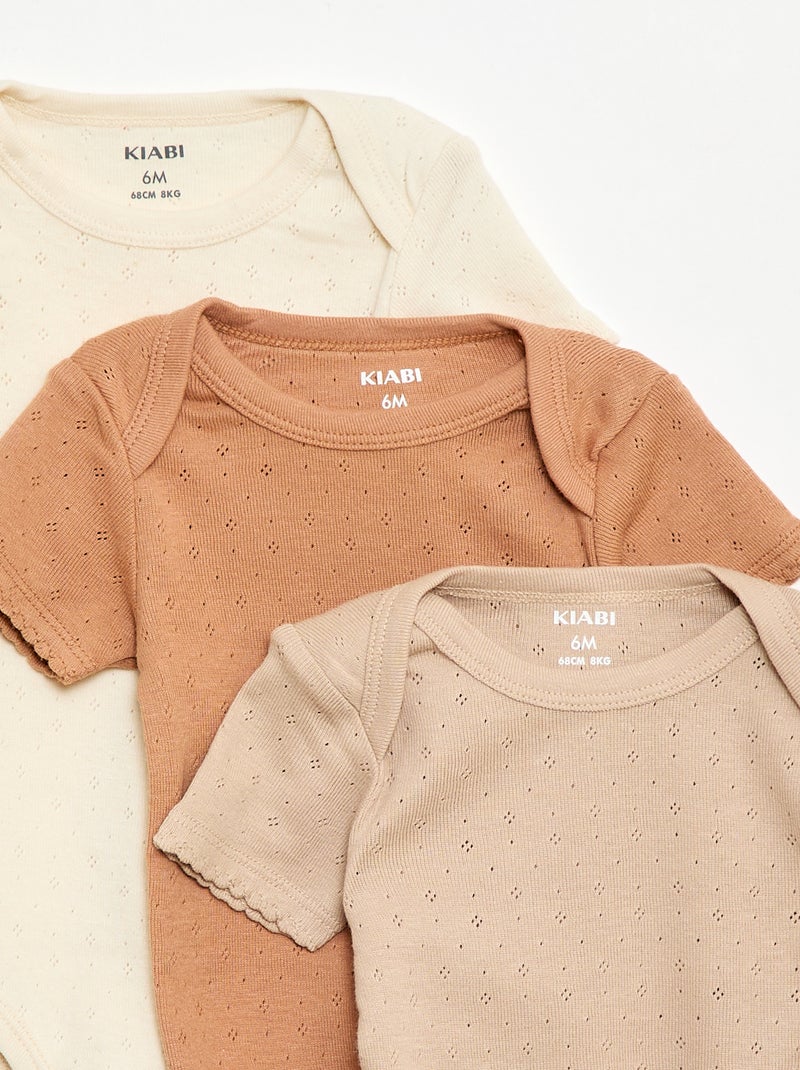 Body evolutivo in maglia tinta unita - Set da 3 Beige - Kiabi