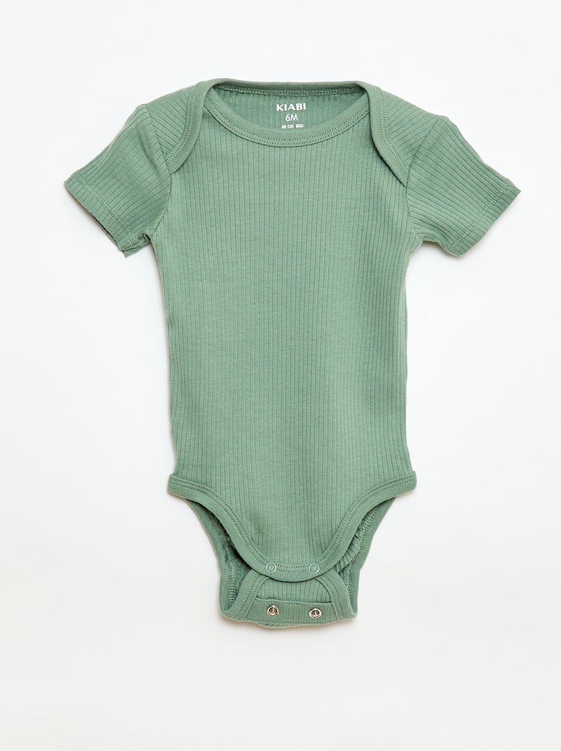 Body evolutivo in maglia tinta unita - Set da 3 Verde - Kiabi