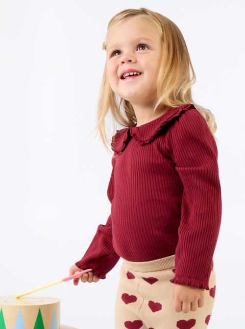 Body in maglia a costine con colletto Claudine - Kiabi