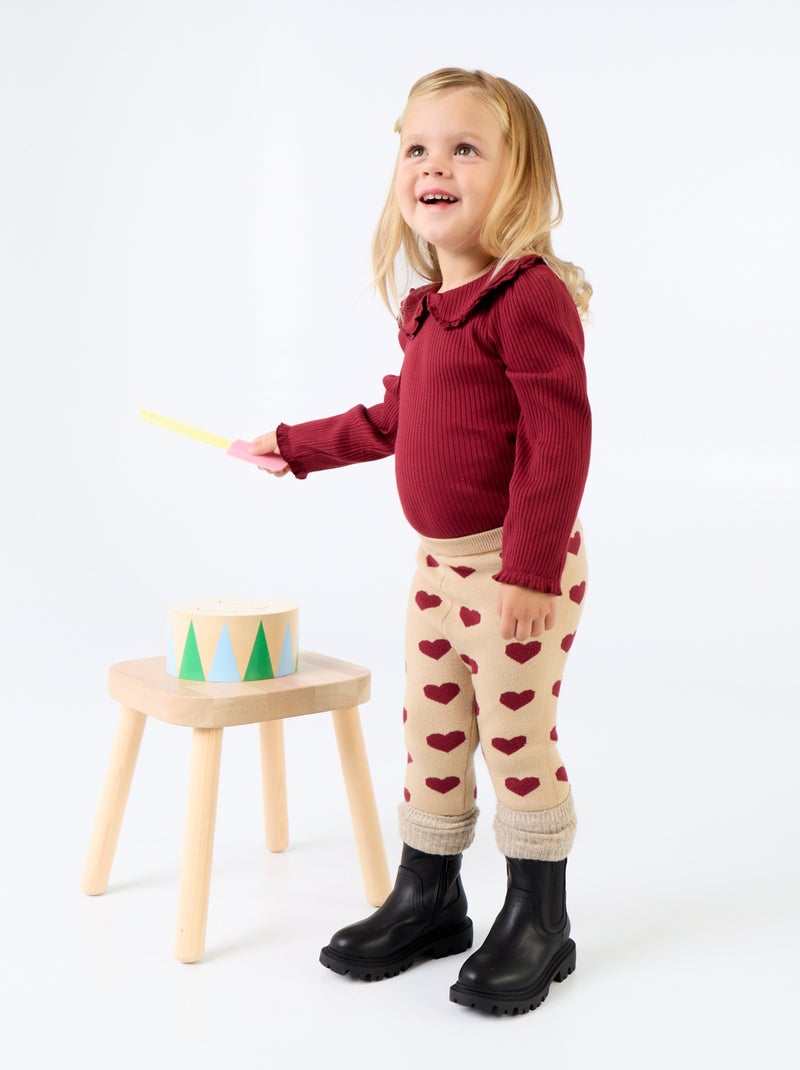 Body in maglia a costine con colletto Claudine Rosso - Kiabi