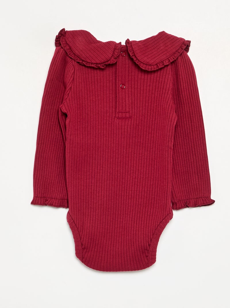 Body in maglia a costine con colletto Claudine Rosso - Kiabi