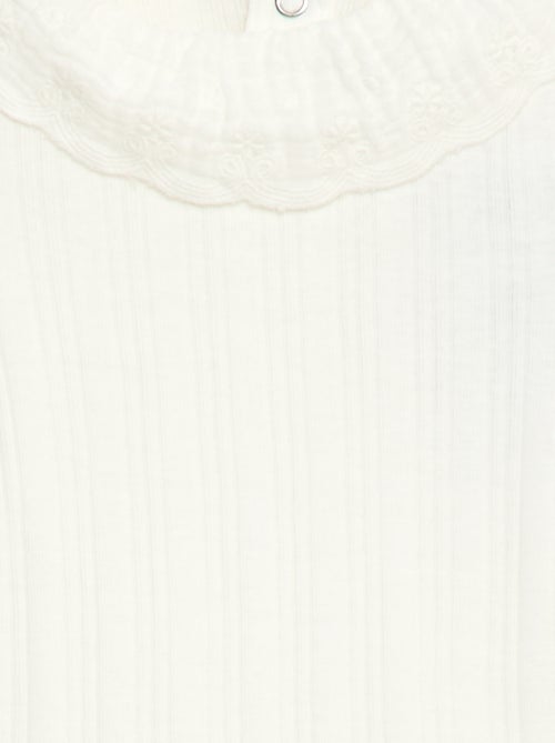 Body manches longues en maille côtelée col fantaisie - Kiabi