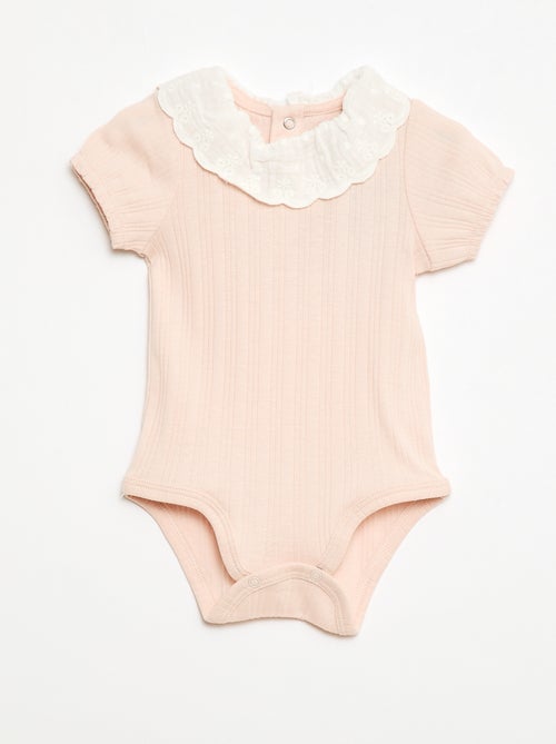 Body manches longues en maille côtelée col fantaisie - Kiabi