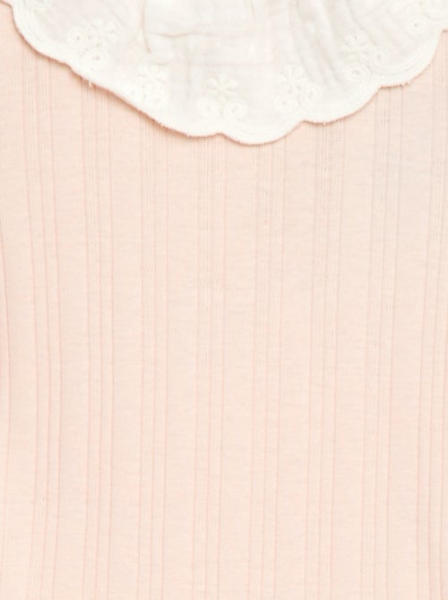 Body manches longues en maille côtelée col fantaisie - Kiabi